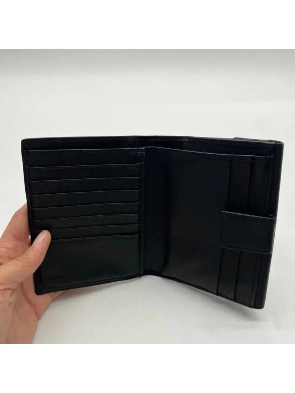 Prada Saffiano Black Leather Flap Wallet